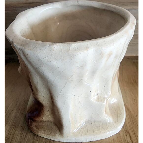 Vintage Morton Pottery Nursery Planter Mint Green Lamb w/ Tree Stump See Pic. - Picture 10 of 10